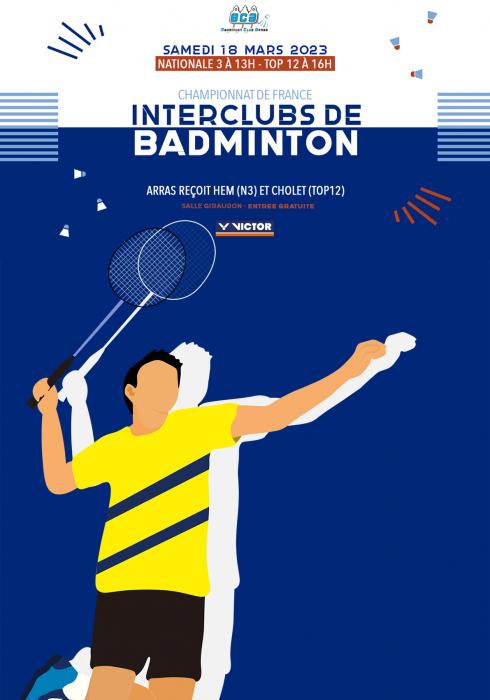 Le badminton club Arras dans le top 12 en direct vidéo sur notre site internet !!!