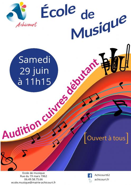 Une audition cuivres à l'école de musique d’Achicourt 