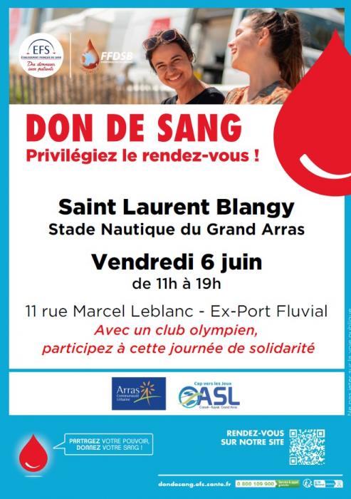 Un don de sang au stade nautique du Grand Arras