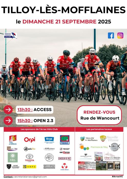 Deux courses cyclistes à Tilloy les Mofflaines