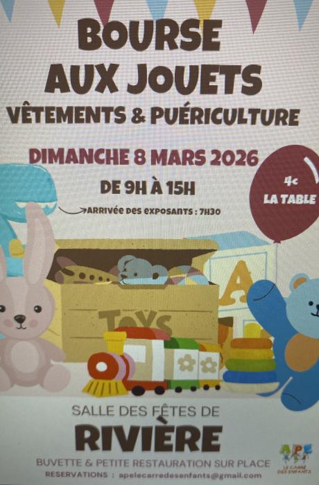 Une bourse aux jouets, vêtements et puériculture à Rivière