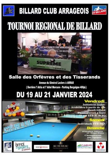 Le Billard Club Arrageois organise son tournoi 