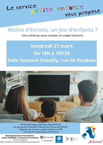 Une conférence sur les écrans à Achicourt